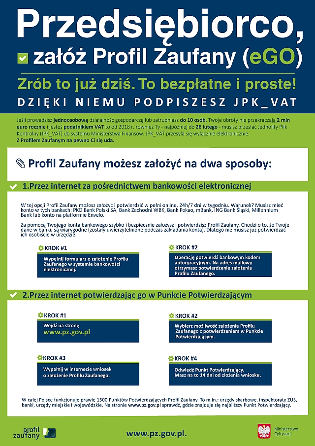 Baner: Przedsiębiorco załóż Profil Zaufany (eGO)
